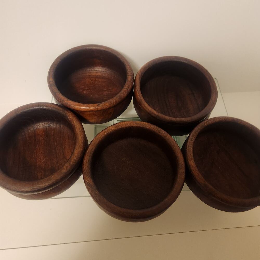 Vintage Teak Wood 5 piece wooden bowl's "Macy's 6x6